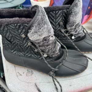 Ash Black and Gray Quilted Winter Boots
